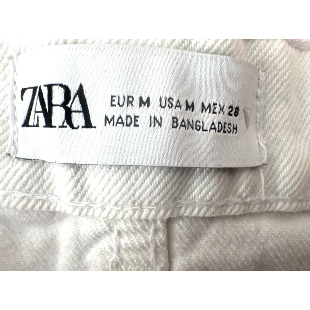 New ZARA White Medium Distressed Denim Mini Skirt Frayed Hem Casual Style - Picture 3 of 12